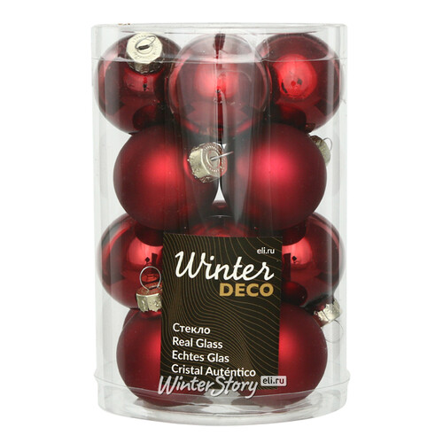Набор стеклянных шаров 3.5 см бордовый mix, 16 шт Winter Deco
