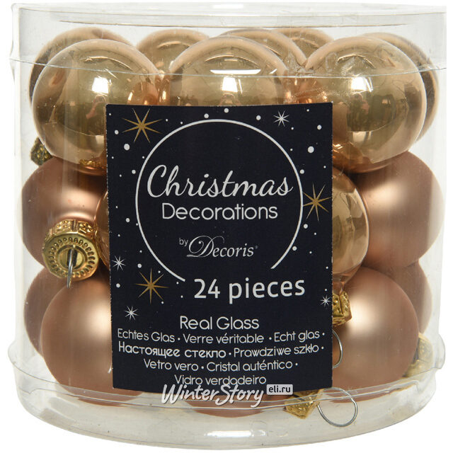 Набор стеклянных шаров 2.5 см золотой песок mix, 24 шт Winter Deco