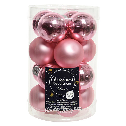 Набор стеклянных шаров 3.5 см розовое конфетти mix, 16 шт Winter Deco
