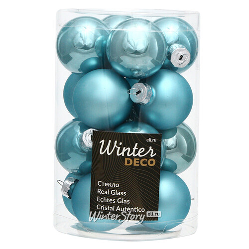Набор стеклянных шаров 3.5 см голубая карамель mix, 16 шт Winter Deco