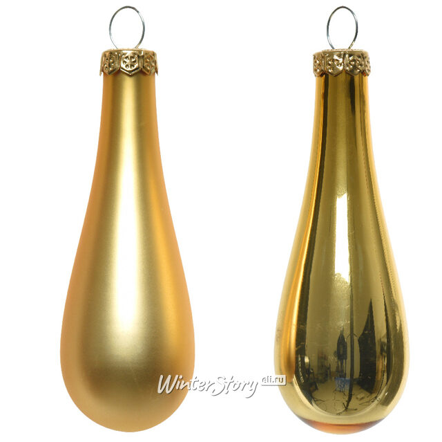 Набор елочных игрушек Капля 7.5 см золотой mix, 12 шт, стекло Kaemingk/Winter Deco