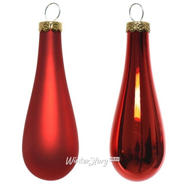 Набор елочных игрушек Капля 7.5 см красный mix, 12 шт, стекло Winter Deco