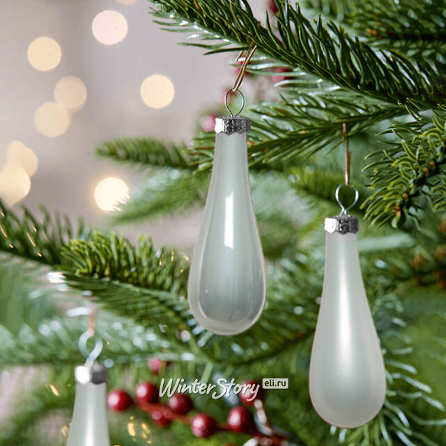 Набор елочных игрушек Капля 7.5 см белый mix, 12 шт, стекло Kaemingk