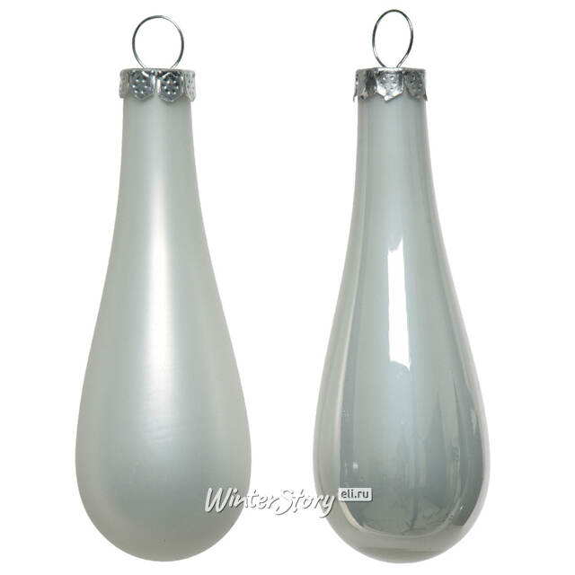 Набор елочных игрушек Капля 7.5 см белый mix, 12 шт, стекло Kaemingk