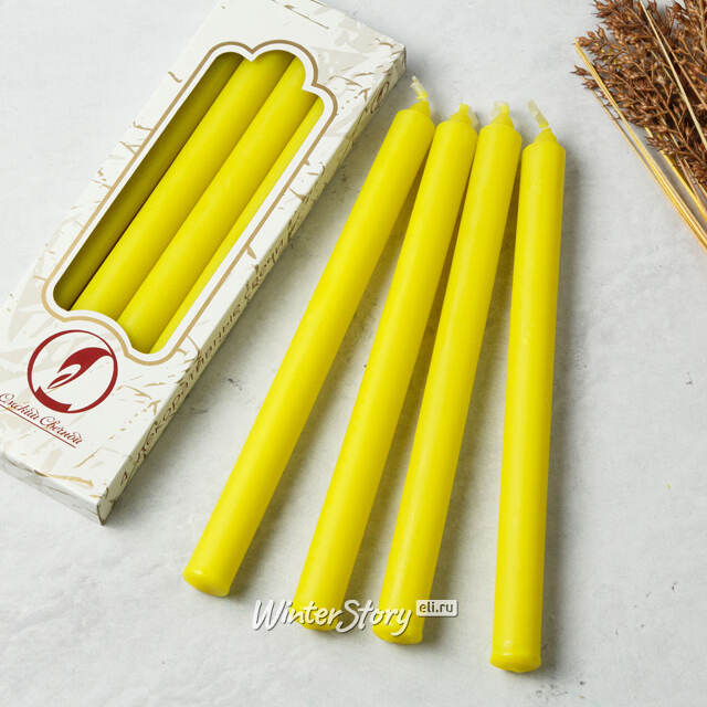 Столовые свечи 24.5 см, 4 шт, желтые Омский Свечной