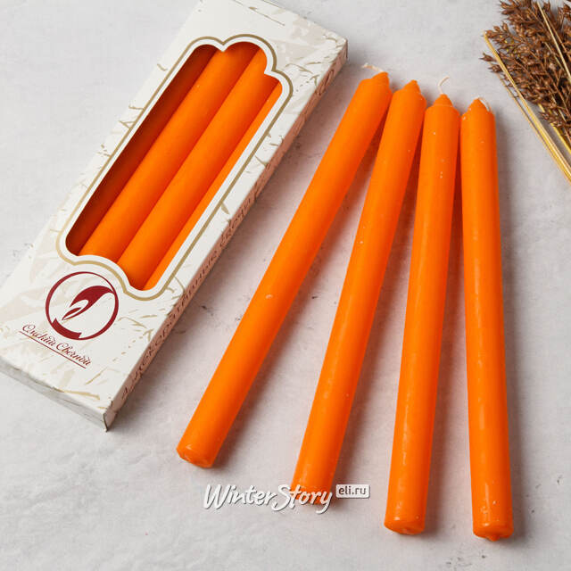 Столовые свечи 24.5 см, 4 шт, оранжевые купить в интернет-магазине ...