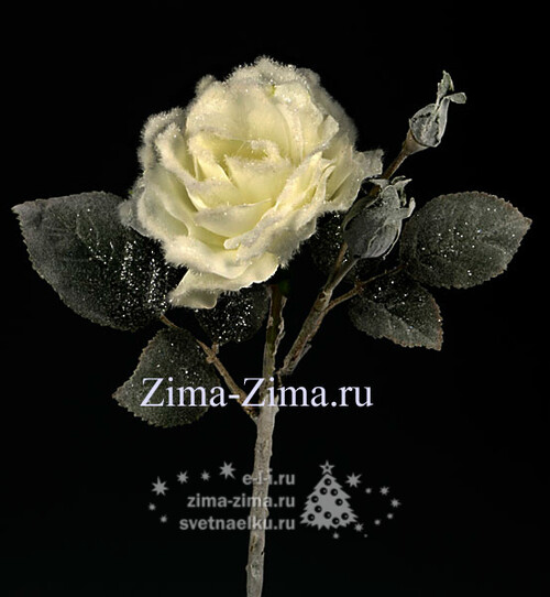 Роза белая заснеженная, 25см