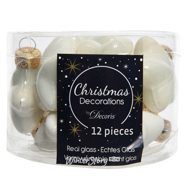 Набор стеклянных елочных игрушек Звезды 4.5 см молочный mix, 12 шт Winter Deco