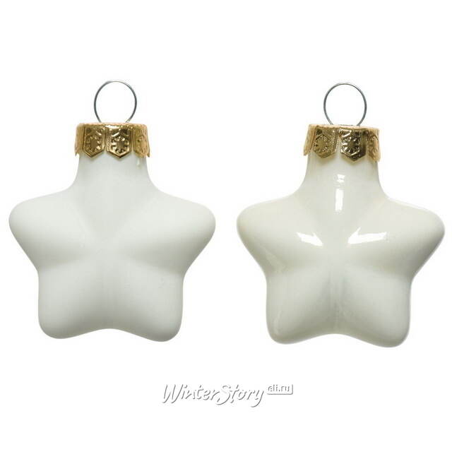 Набор стеклянных елочных игрушек Звезды 4.5 см молочный mix, 12 шт Winter Deco