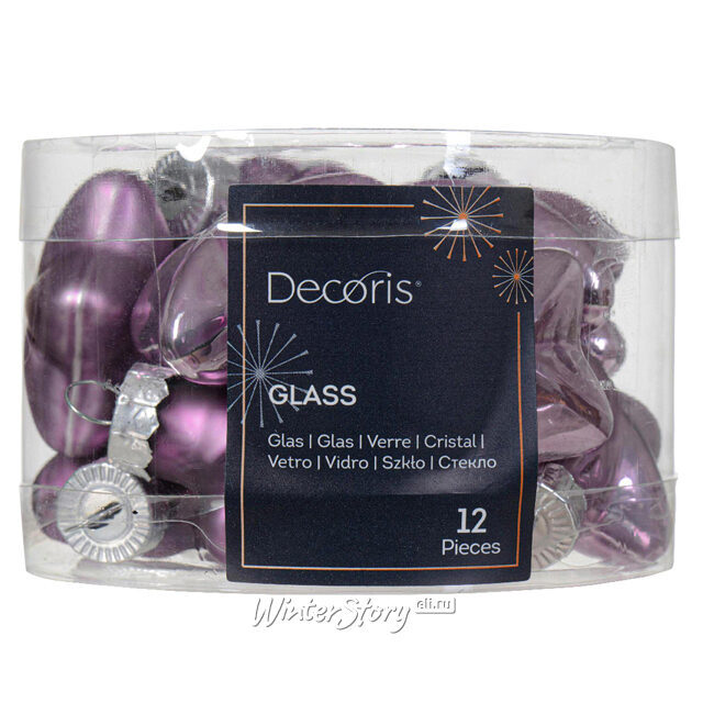Набор стеклянных елочных игрушек Звезды 4.5 см аметистовый mix, 12 шт Kaemingk