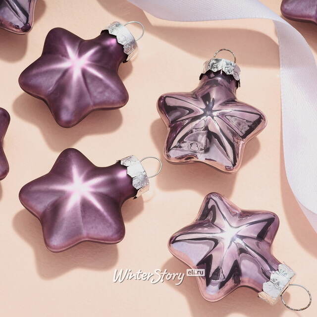 Набор стеклянных елочных игрушек Звезды 4.5 см аметистовый mix, 12 шт Kaemingk