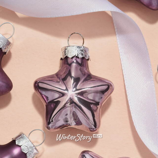 Набор стеклянных елочных игрушек Звезды 4.5 см аметистовый mix, 12 шт Kaemingk