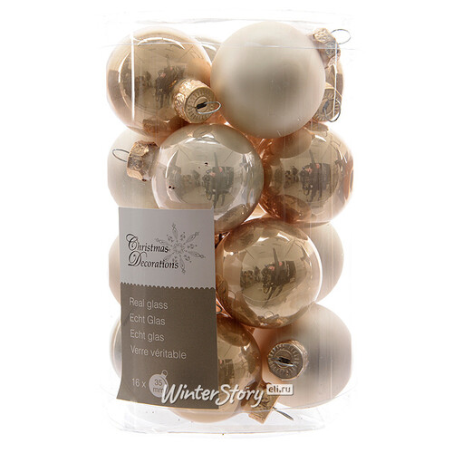 Коллекция стеклянных шаров Крем-Брюле 3.5 см, 16 шт Kaemingk