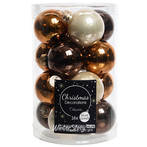 Коллекция стеклянных елочных шаров Шоколадная Карамель 3.5 см, 16 шт Kaemingk