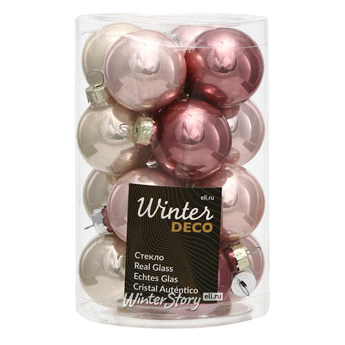 Коллекция стеклянных шаров Розовые Облака 3.5 см, 16 шт Winter Deco