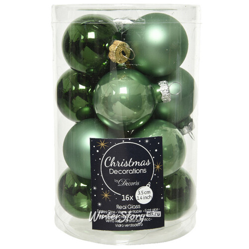 Коллекция стеклянных шаров Green Irish 3.5 см, 16 шт Kaemingk