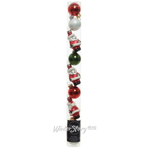 Набор стеклянных елочных игрушек Christmas Tale: Санта Клаус 3-5 см, 9 шт, подвеска Kaemingk