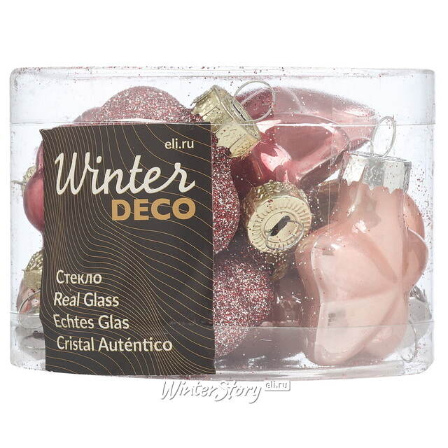 Елочные игрушки Розовые Облака, 12 шт, стекло Winter Deco