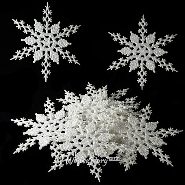 Елочная игрушка Снежинка Кружево 20 см белая, 12 шт, подвеска Billiet