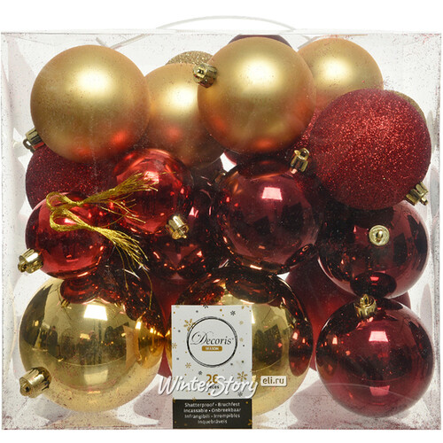 Набор пластиковых шаров Cosmo Золотая Осень, 6-10 см, 26 шт Winter Deco