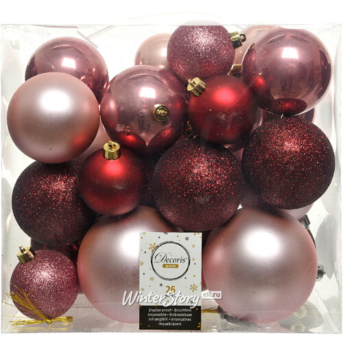 Набор пластиковых шаров Cosmo Cherry Pink, 6-10 см, 26 шт Kaemingk/Winter Deco
