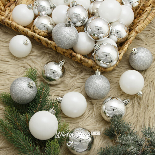 Коллекция пластиковых шаров Gracy - Серебряное Танго 6 см, 30 шт Kaemingk/Winter Deco
