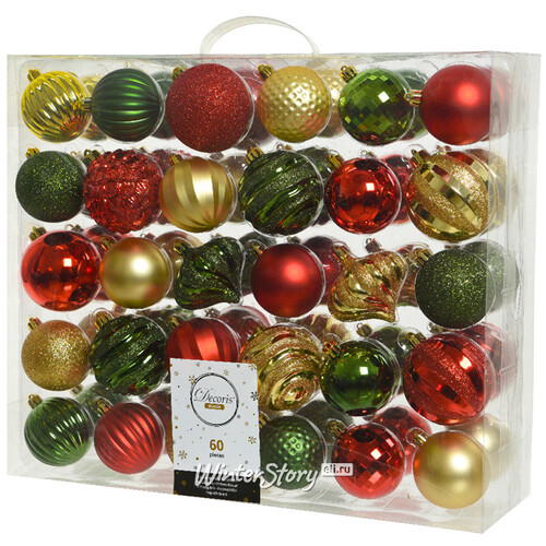Набор пластиковых шаров Magic Suite: Канун Рождества, 6-7 см, 60 шт Kaemingk