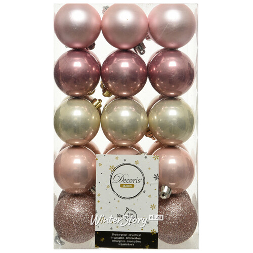 Коллекция пластиковых шаров Gracy - Розовые Облака 6 см, 30 шт Winter Deco