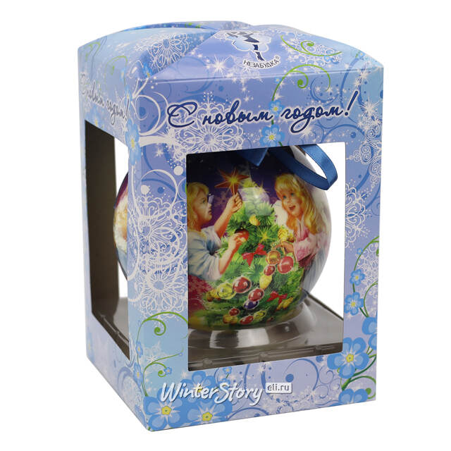 Пластиковый елочный шар Рождественские Ангелочки 12 см Незабудка