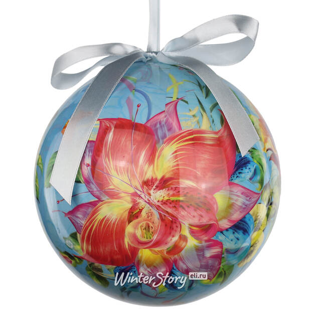 Пластиковый елочный шар Орхидея 15 см Незабудка