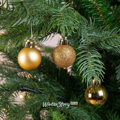 Набор пластиковых шаров Блеск 3 см золотой, 14 шт Kaemingk/Winter Deco