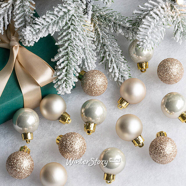 Набор пластиковых шаров Блеск 3 см перламутровый, 14 шт Winter Deco