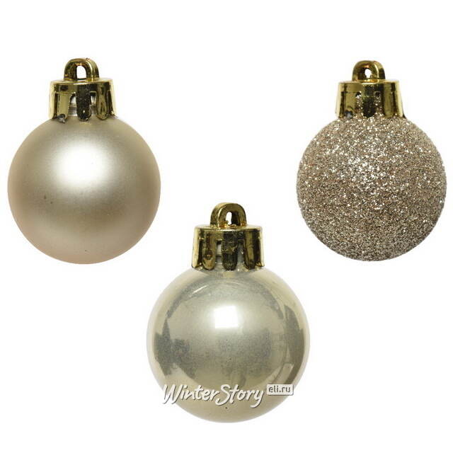 Набор пластиковых шаров Блеск 3 см перламутровый, 14 шт Winter Deco