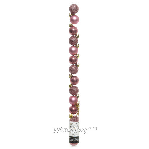 Набор пластиковых шаров Блеск 3 см розовый бархат, 14 шт Kaemingk/Winter Deco