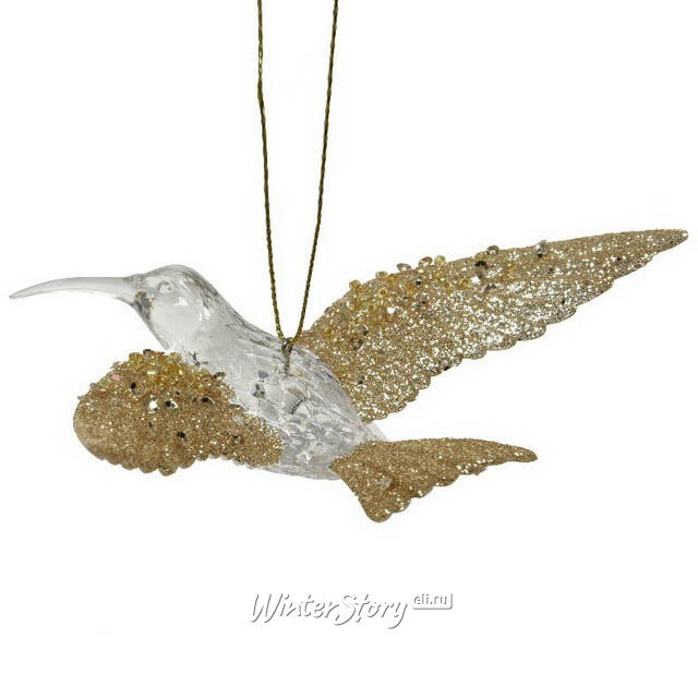 Елочная игрушка Птичка Колибри Golden Glow 12 см, подвеска Kaemingk