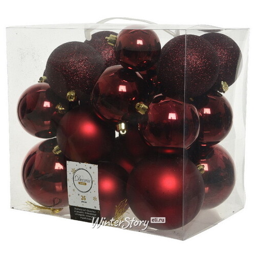 Набор пластиковых шаров Cosmo Бордовый, 6-10 см, 26 шт Winter Deco