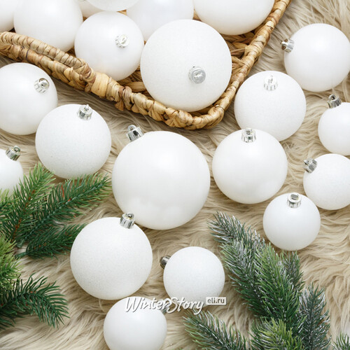 Набор пластиковых шаров Cosmo Белый, 6-10 см, 26 шт Winter Deco
