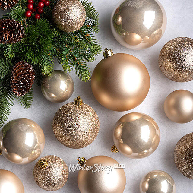 Набор пластиковых шаров Cosmo Перламутровый, 6-10 см, 26 шт Winter Deco