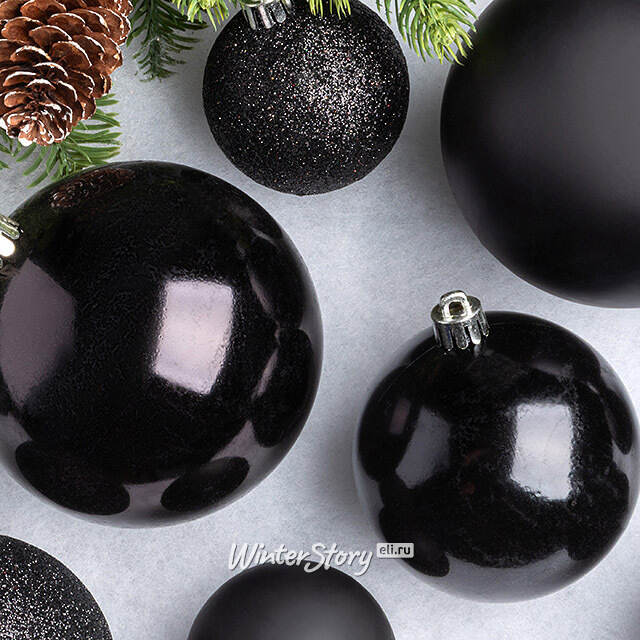 Набор пластиковых шаров Cosmo Черный, 6-10 см, 26 шт Winter Deco