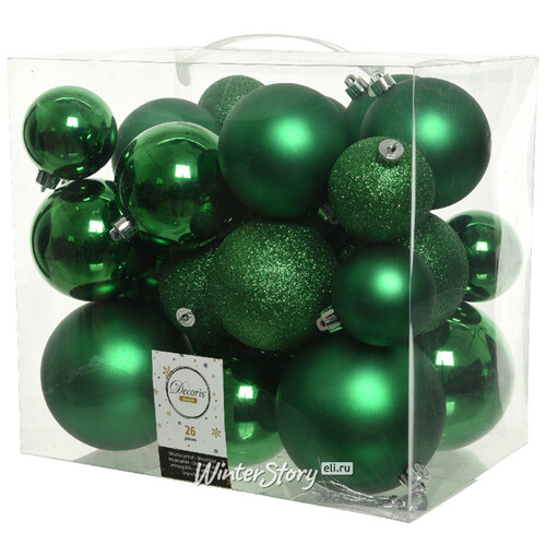 Набор пластиковых шаров Cosmo Рождественский Зеленый, 6-10 см, 26 шт Kaemingk/Winter Deco