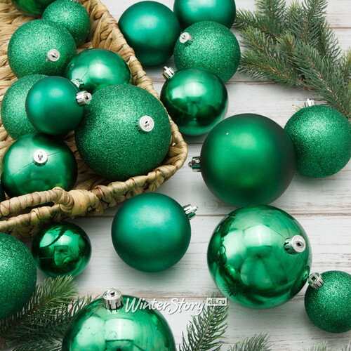 Набор пластиковых шаров Cosmo Рождественский Зеленый, 6-10 см, 26 шт Kaemingk/Winter Deco