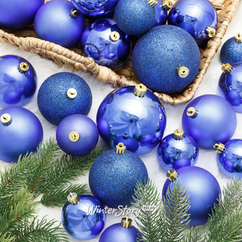 Набор пластиковых шаров Cosmo Синий Королевский, 6-10 см, 26 шт Winter Deco