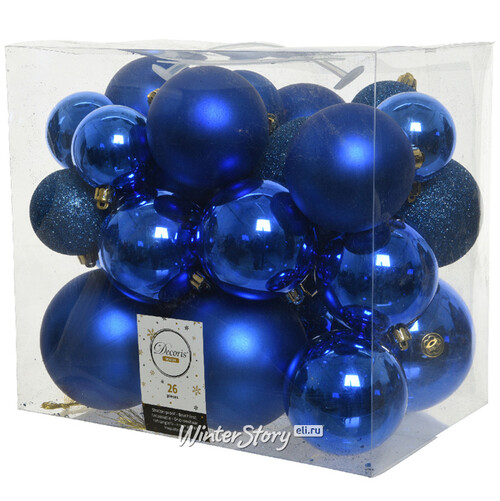Набор пластиковых шаров Cosmo Синий Королевский, 6-10 см, 26 шт Winter Deco