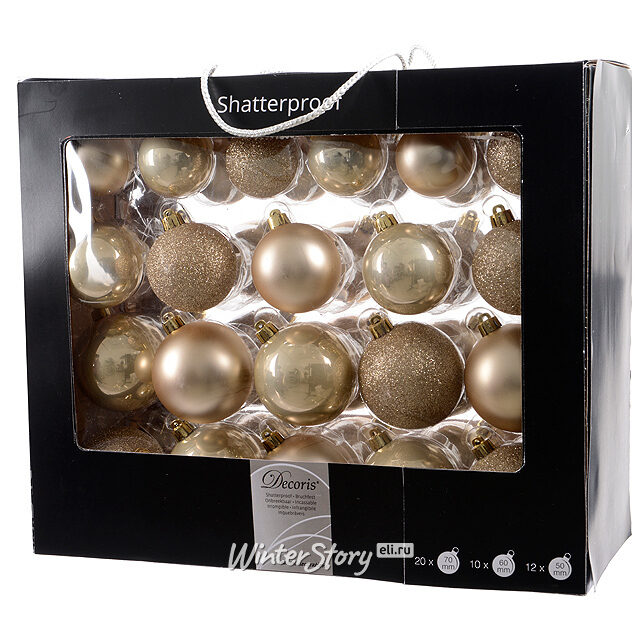 Набор пластиковых шаров Magic Symphony: Жемчужный, 5-7 см, 42 шт Kaemingk