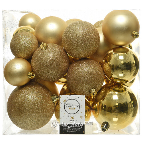 Набор пластиковых шаров Cosmo Золотой, 6-10 см, 26 шт Winter Deco