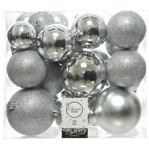 Набор пластиковых шаров Cosmo Серебряный, 6-10 см, 26 шт Winter Deco