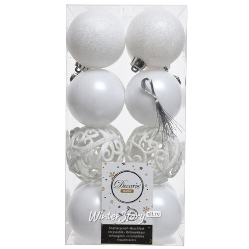Набор пластиковых шаров Анданте 6 см белый, 16 шт Winter Deco