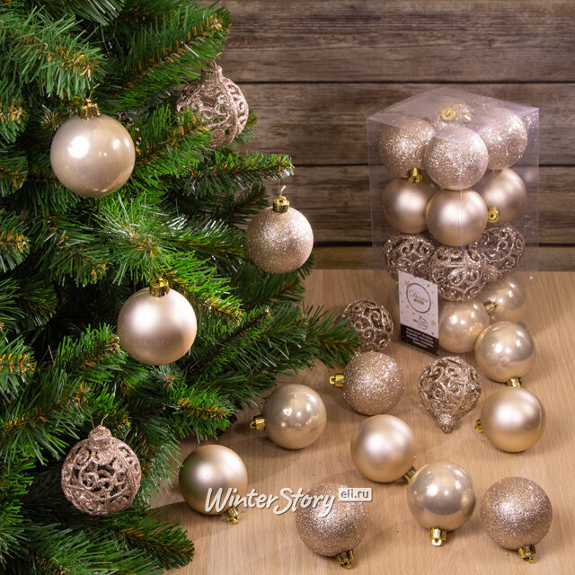 Набор пластиковых шаров Анданте 6 см перламутровый, 16 шт Kaemingk/Winter Deco