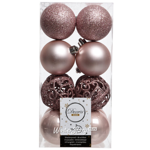 Набор пластиковых шаров Анданте 6 см розовый бутон, 16 шт Kaemingk