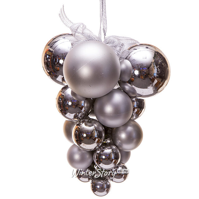 Гроздь из пластиковых шаров 36 см серебряная Kaemingk